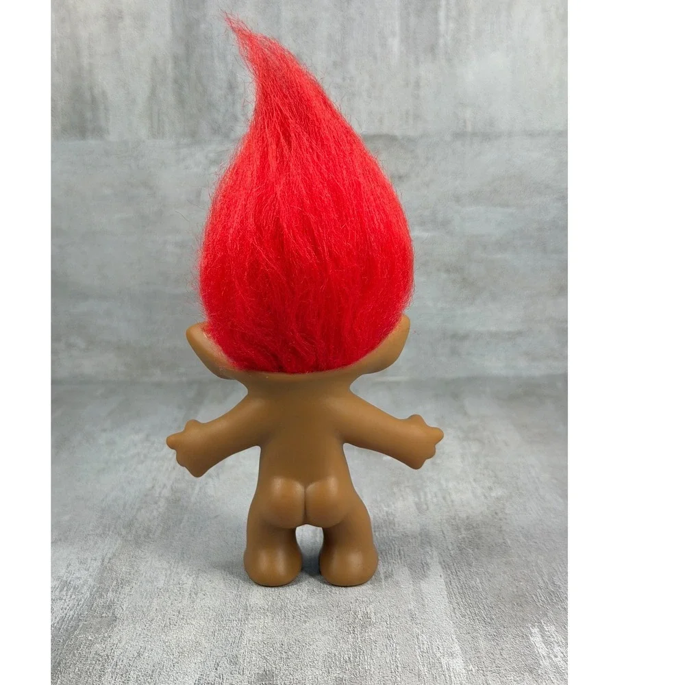 Vintage Ace Novelty Treasure Troll Red Hair Red Gem Polka Dot Dress 3.75